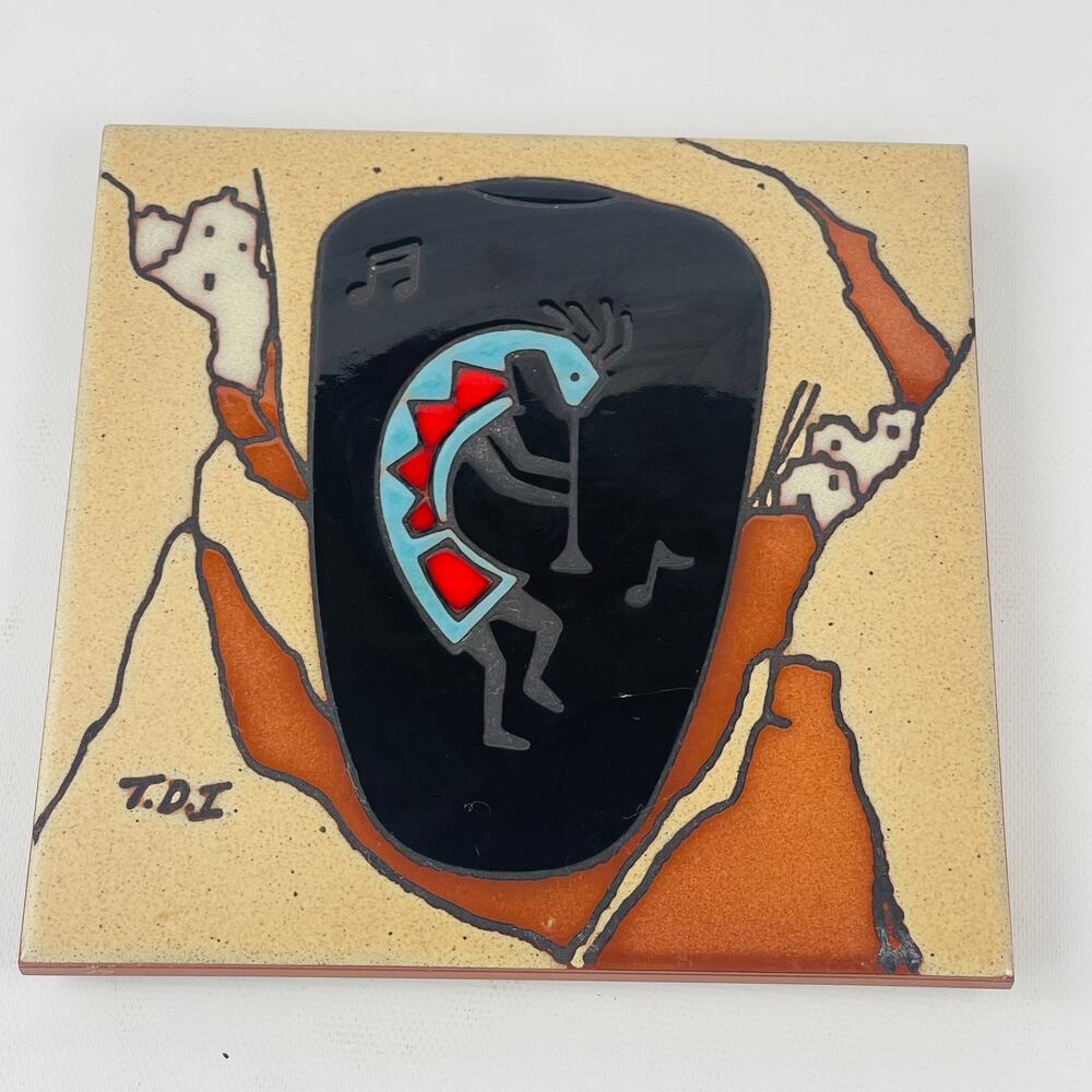 Teissedre Art Tile Kokopelli T.D.I. 6x6 Coaster Trivet Southwest Decor